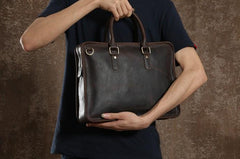 Handmade Leather Mens Cool Messenger Bag Briefcase Work Bag Business Bag Laptop Bag for men