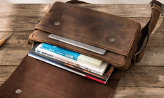 Cool Leather Coffee  Mens Messenger Bags Vintage Shoulder Bags  for Men