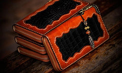 Handmade Leather Mens Chain Biker Wallet Cool Leather Wallet Long Clutch Wallets for Men - imessengerbags