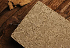 Handmade Leather Floral Mens Cool Slim Leather Wallet Men billfold Wallets Bifold for Men - imessengerbags