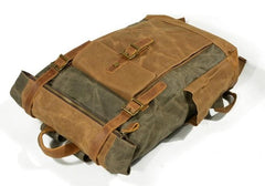 Green waxed cotton Laptop rucksack