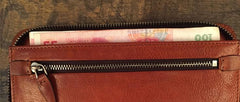 Genuine Leather Mens Cool Long Leather Phone Wallet Zipper Clutch Wristlet Wallet for Men - imessengerbags