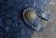Handmade Leather Floral Mens Cool Short Wallet Card Holder Small Card Slim Wallets for Men
