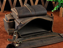 Biker Mens Leather Drop Leg Bag Waist Bag Side Bag Belt Pouch Pack for Men - imessengerbags