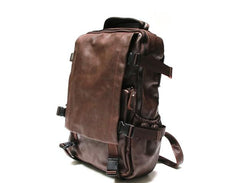Cool Coffee Mens Leather Backpack Travel Backpacks Laptop Backpack for men