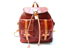 Cool Handmade Leather Mens Backpack Travel Backpacks Laptop Backpack for men - imessengerbags