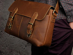 Cool Vintage Brown Leather Mens Side Bag Messenger Bag Shoulder Bag for Men