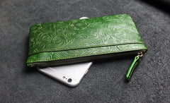 Handmade Leather Mens Cool Zipper Phone Travel Long Wallet Holder Slim Clutch Wallets for Men - imessengerbags