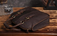 Handmade Leather Mens Cool Messenger Bag Briefcase Work Bag Business Bag for men