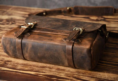 Genuine Leather Mens Cool Messenger Bag Briefcase Work Bag Business Bag for men