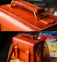 Cool Handmade Leather Mens Small Messenger Bag Camera Bag for men