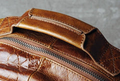 Genuine Leather Mens Cool Backpack Sling Bag Large Black Travel Bag Hiking Bag for men - imessengerbags