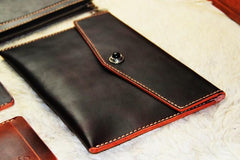 Handmade Leather Mens Large Clutch Wallet Wristlet Wallet iPad Case
