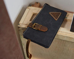 Cool Canvas Leather Mens Clutch Wallet Zipper Wristlet Bag Purse for Men