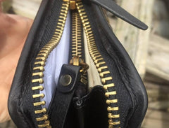 Genuine Leather Mens Cool Long Leather Wallet Biker Wallet Zipper Clutch Wallet for Men - imessengerbags