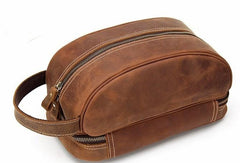 Cool Leather Mens Zipper Wristlet Bag Vintage Clutch Zipper Bag for Men - imessengerbags