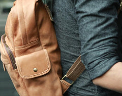 Leather Brown Mens Backpacks Cool Travel Backpack Laptop Backpack for men