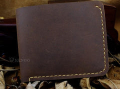 Handmade Leather Mens Cool Slim Leather Wallet Men billfold Wallets Bifold for Men - imessengerbags