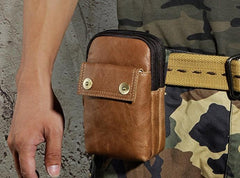 Leather Mens WAIST POUCH with Belt Loop Cell Phone Holster Belt Pouch for Men - imessengerbags