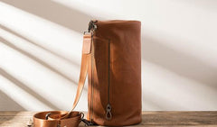 Cool Leather Mens Barrel Shoulder Bags Messenger Bags for Men