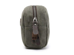 Cool Waxed Canvas Leather Mens Zipper Wristlet Bag Vintage Clutch Zipper Bag for Men - imessengerbags
