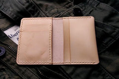 Brown Leather Mens Slim Front Pocket Bifold Small Wallets Card Wallet for Men - imessengerbags