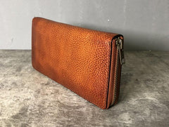 Genuine Leather Mens Cool Long Leather Phone Wallet Zipper Clutch Wallet for Men - imessengerbags