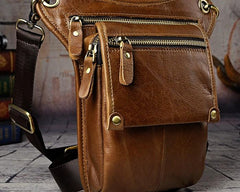 Mens Leather Biker Drop Leg Bag Waist Bag Belt Pouch Pack Side Bag for Men
