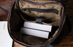 Genuine Leather Mens Cool Backpack Sling Bag Large Black Travel Bag Hiking Bag for men
