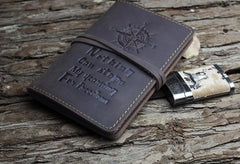Handmade Leather Mens Cool Short Wallet Passport Card Holder Small Card Slim Wallets for Men - imessengerbags