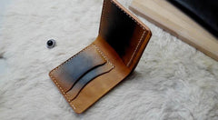Black Leather Mens Bifold Small Wallet Leather Small Wallets for Men - imessengerbags