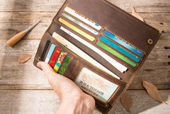 Vintage Cool Mens long Wallet Leather Wallet Long Wallet for Men - imessengerbags
