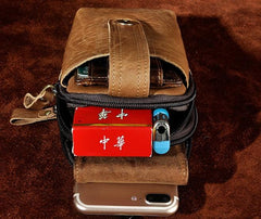 Mens Small Leather Holster Belt Case Belt Pouch Cell Phone Waist Pouch for Men