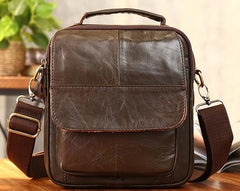 Cool Coffee Small Leather Mens Side Bag Messenger Bag Shoulder Bag for Men