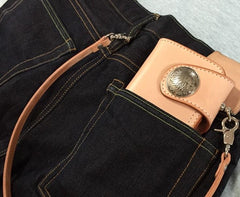 Handmade Leather Biker Wallet Mens Cool Chain Wallet Trucker Wallet with Chain