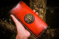Handmade Leather Men Tooled Cool Leather Wallet Long Phone Wallets for Men - imessengerbags