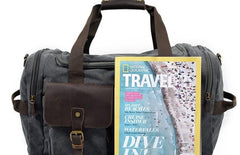 Cool Mens Canvas Leather Side Bag Weekender Bag Canvas Travel Bags for Men