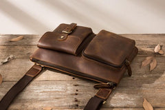 Vintage Leather Mens Cool Messenger Bag Shoulder Bags  for Men