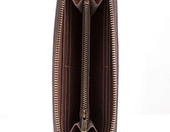 Vintage Leather Long Wallets for Men Zipper Long Wallet - imessengerbags