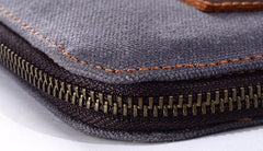 Cool Waxed Canvas Leather Mens Wristlet Bag Work Clutch Zipper Bag for Men