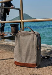Cool Canvas Leather Mens Backpack Canvas Travel Bag Canvas School Bag for Men