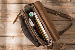 Cool Brown Vintage Leather Mens Messengers Bag Shoulder Bag for Men
