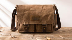 Waxed Canvas Messenger Bags for men Vintage Shoulder Bag for men