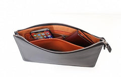 Cool Handmade Leather Mens Wristlet Bag Clutch Zipper Clutch for Men