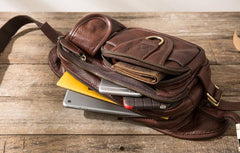 Coffee Cool Leather Fanny Packs Mens Waist Bag Hip Pack Belt Bag for Men