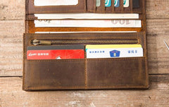Vintage Slim long Wallets Leather Mens Tan Wallet Long Wallet for Men - imessengerbags