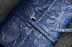 Handmade Leather Floral Mens Cool Short Wallet Card Holder Small Card Slim Wallets for Men