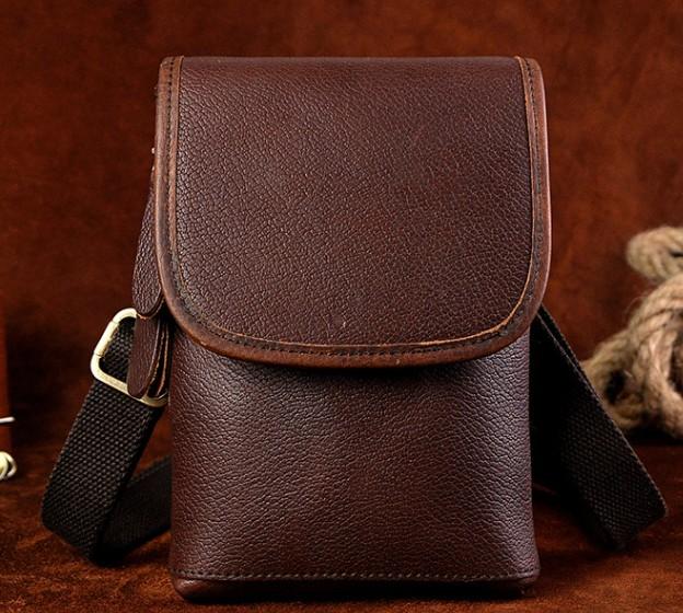 Mens Leather Small Belt Pouch Side Bag Waist Pouch Holster Belt Cases for Men