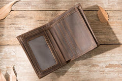 Cool Leather Vintage Mens Slim Small Wallets Zipper billfold Wallets for Men - imessengerbags