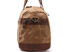 Mens Waxed Canvas Leather Weekender Bag Canvas Large Travel Bag for Men - imessengerbags